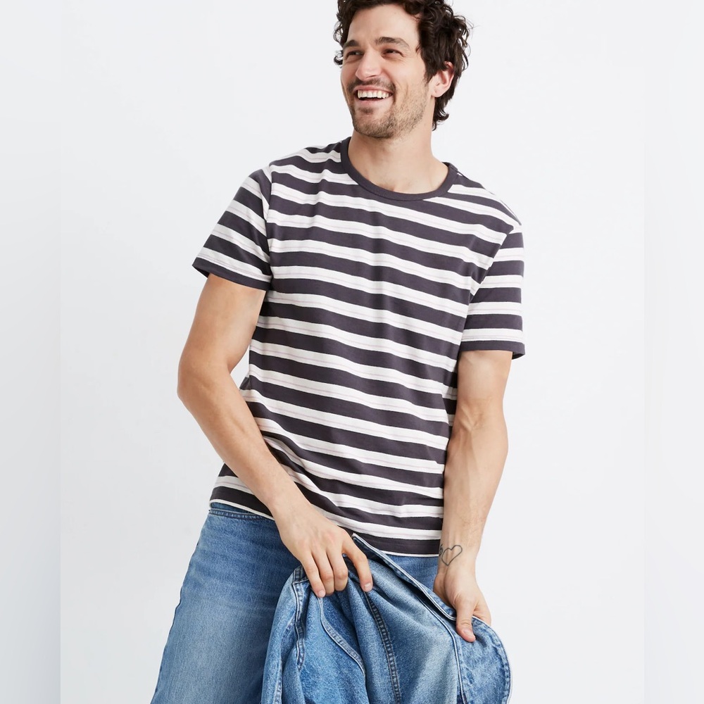 NWT Madewell Allday Crewneck Tee in Monona Stripe